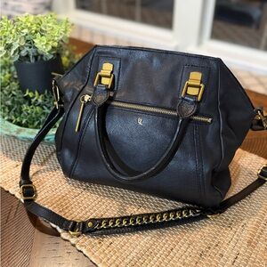 Elliott Lucca Black Shoulder Bag with Gold Details